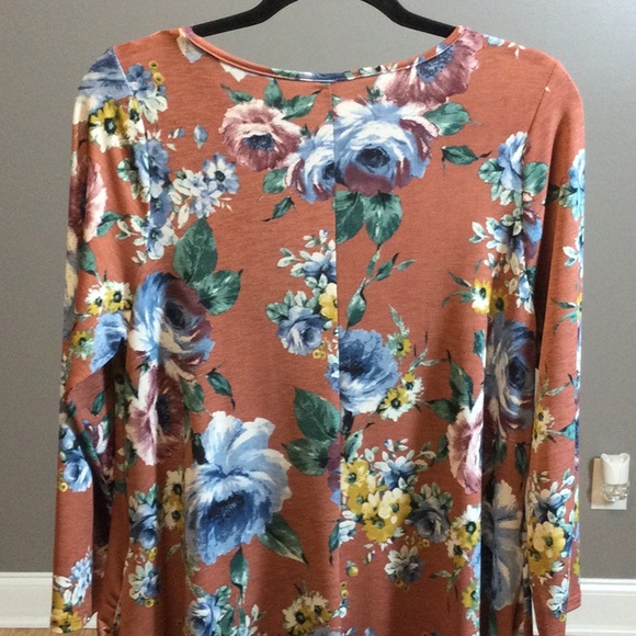 L Emerald terra cotta/brown florsl dress - Picture 6 of 13